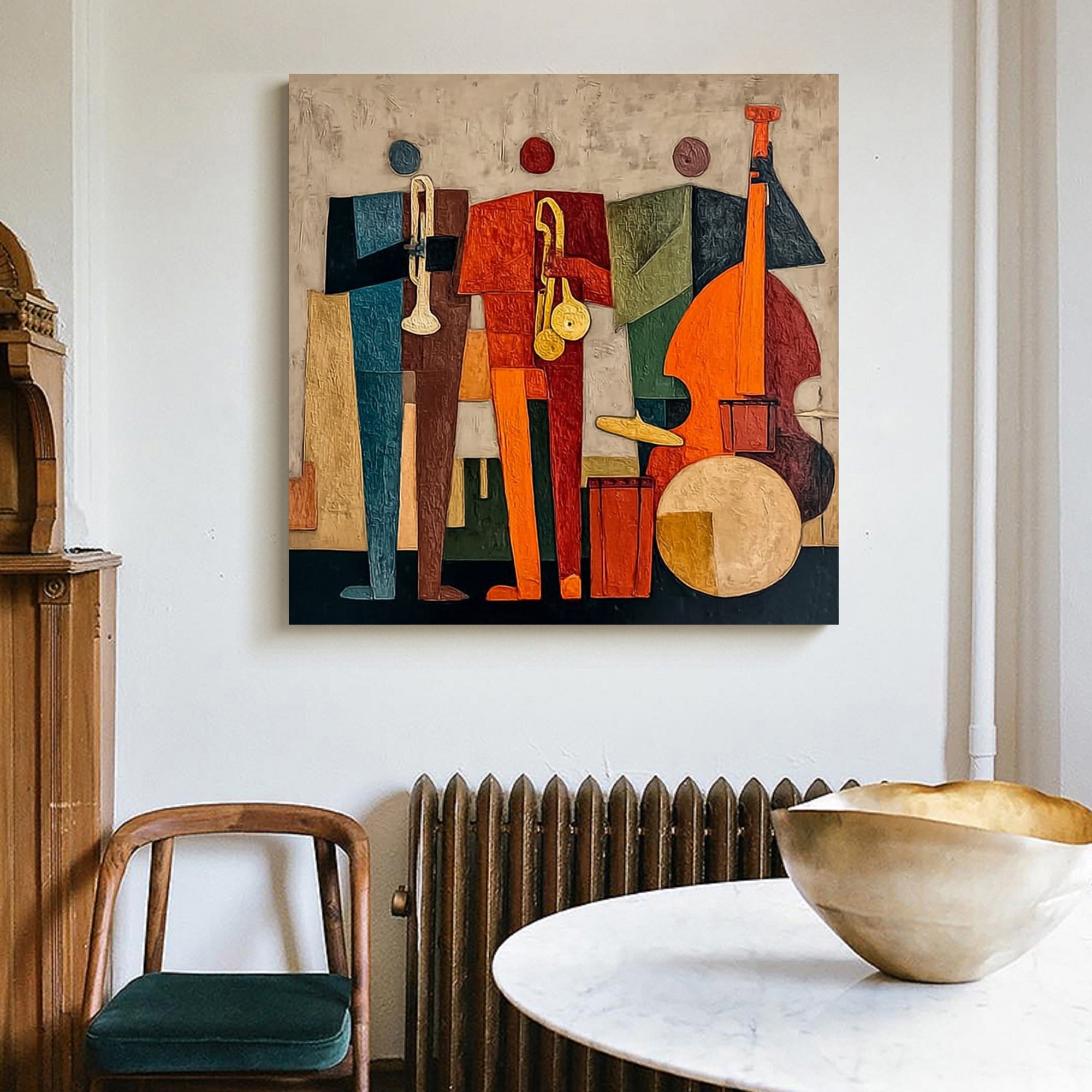 Modern Abstract Jazz Band Wall Painting - Textured Musicians Canvas Wall Art