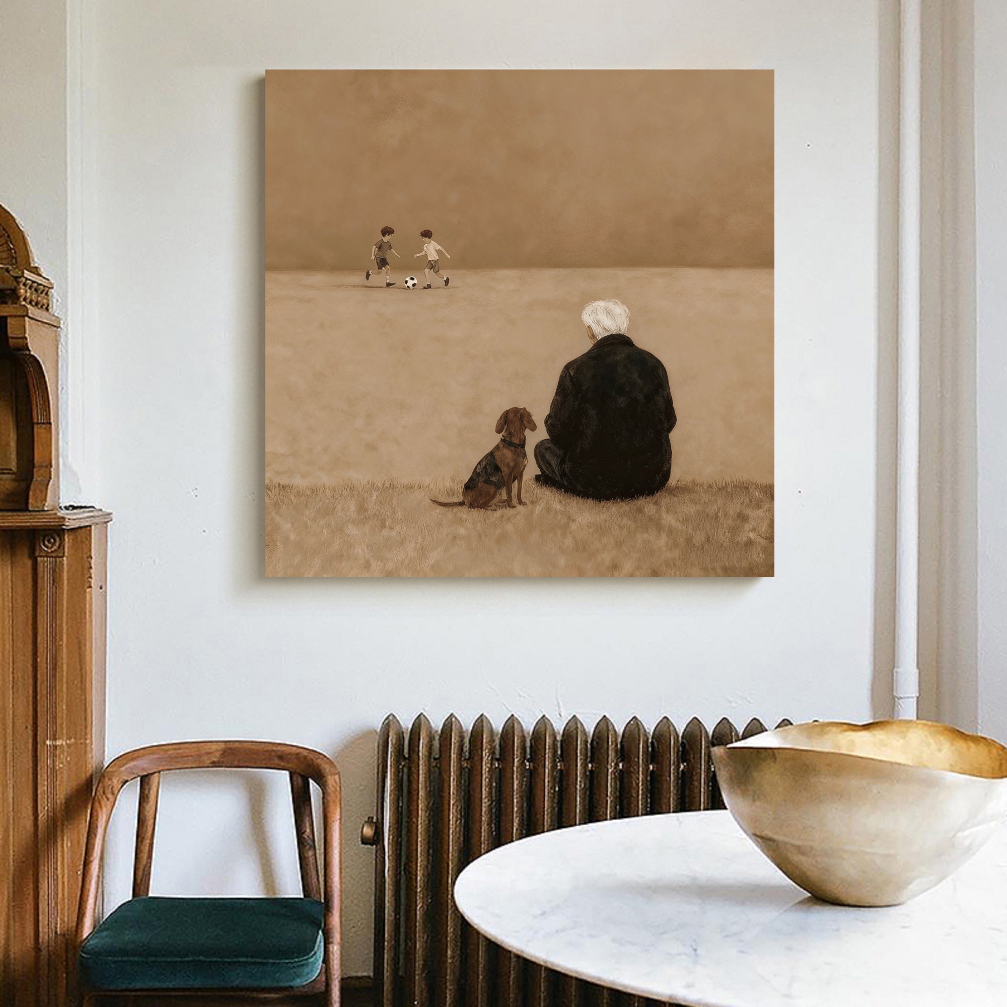 Nostalgic Senior & Pet Companion Wall Decor for Home Living Room