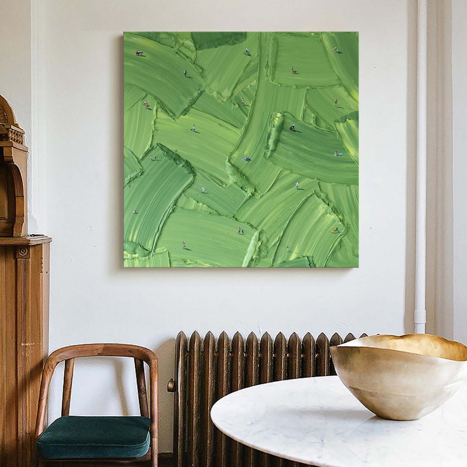 Large Green Abstract Painting Green Textured Wall Art Golf Course Painting Golf Lovers Gifts Handmade Painting