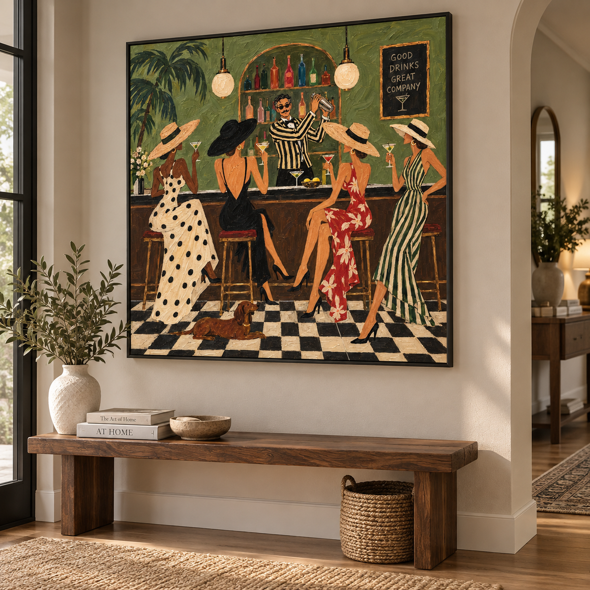 Retro Bar Wall Art For Living Room And Home Bar Decor Original Painting