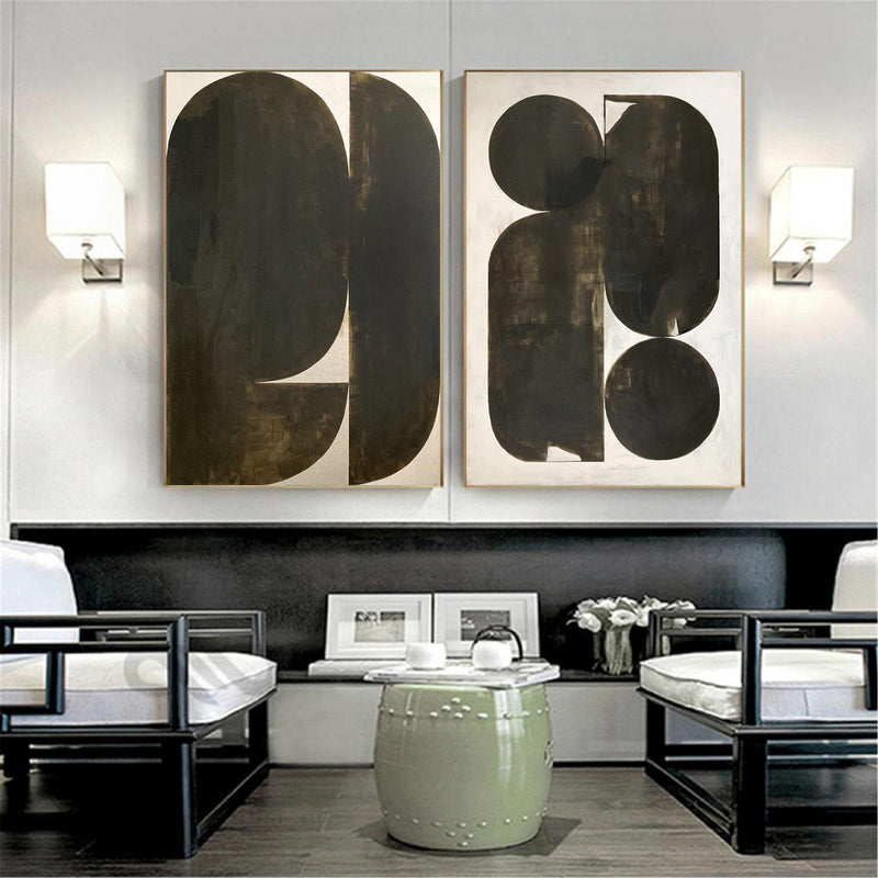 Set of 2 Black White Abstract Wall Art Set of 2 Black White Wall Art Black White Wall Decor