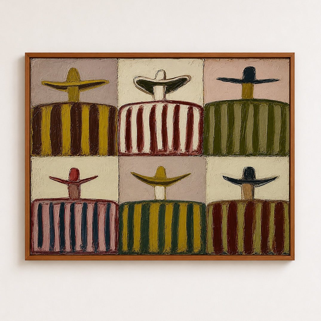 Retro Sombrero Men Painting Square Canvas Wall Art For Living Room Decor