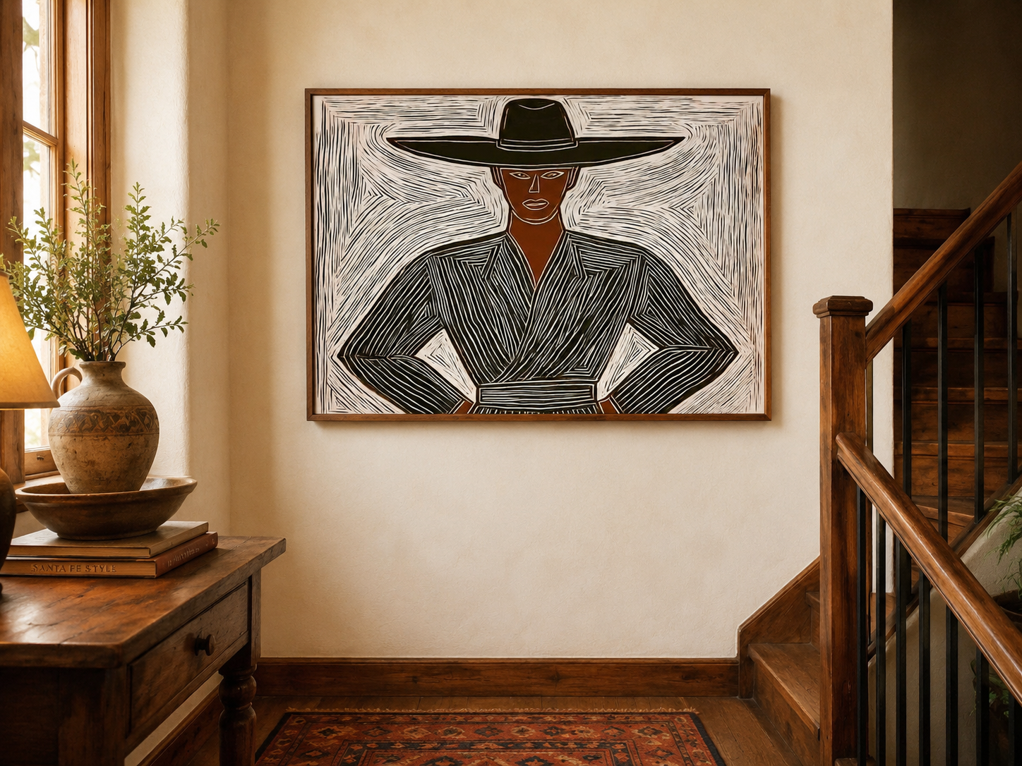 Modern Minimalist Figure Art With Textured Lines For Living Room Decor