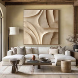 Wood carving wall art Beige Sculptured art Wooden wall decor