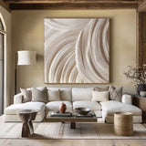Wood carving wall art Beige Sculptured art 3D Textured Wall Decor