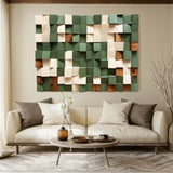 Green Sculptured art Painting Green Wood carving wall art Green Abstract 3D Textured Wall Art