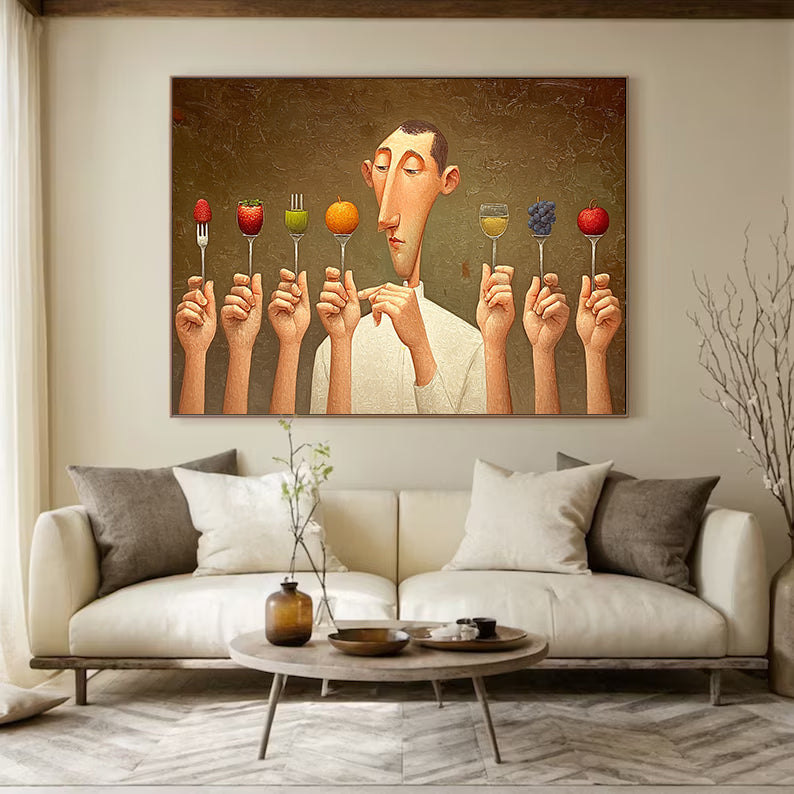 Large Wall Decor for Foodie Gift. Kitchen Wall Art Painting on Canvas, Modern Dining Room Art
