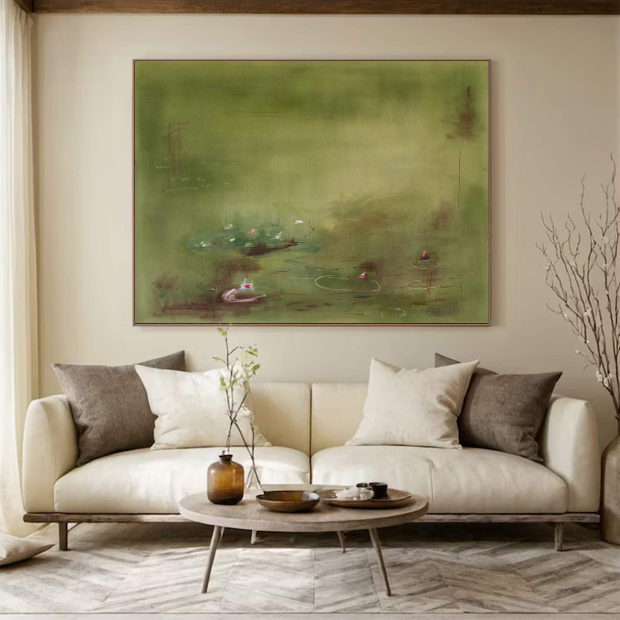 green flower painting Green plant painting, green graffiti art, 