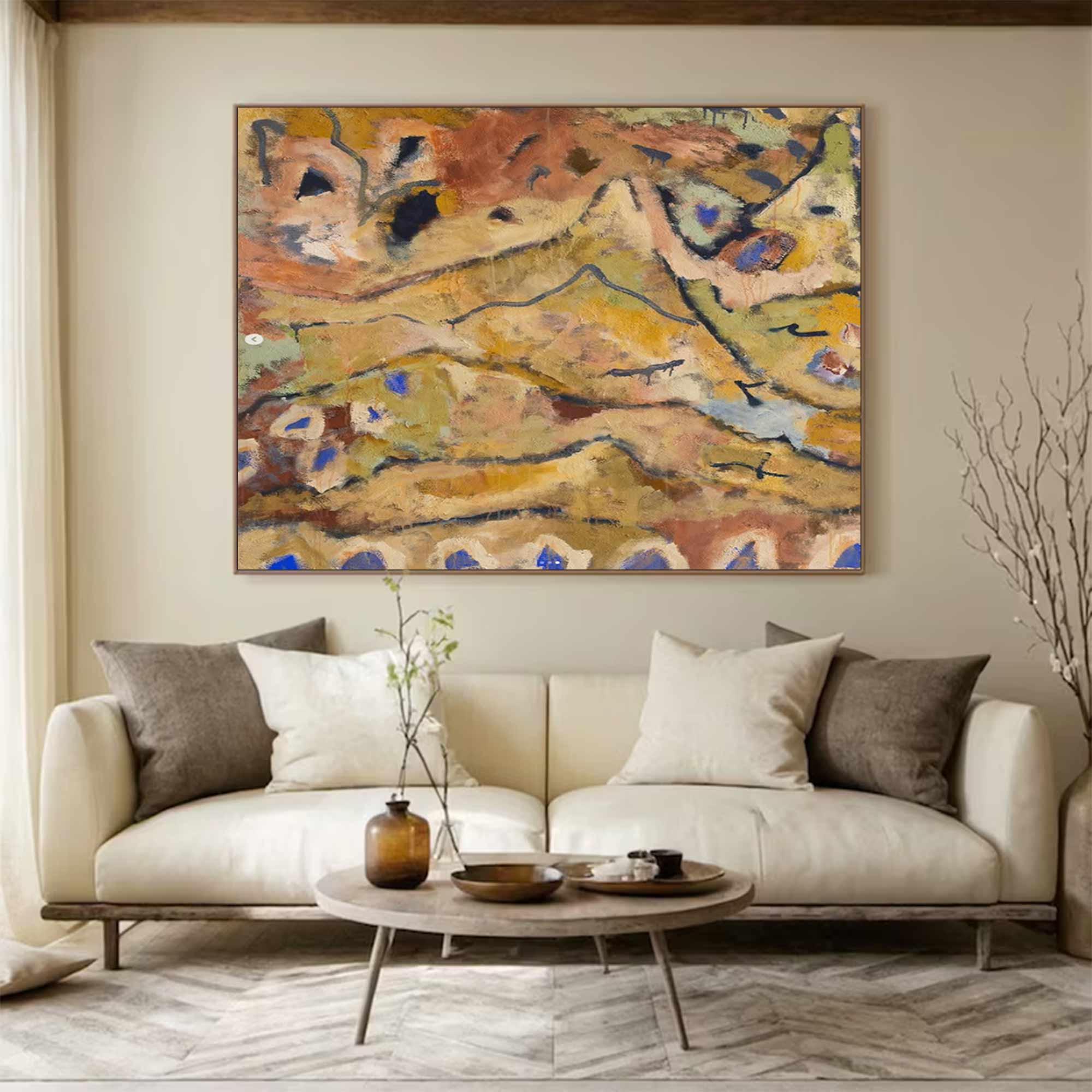 Earth-toned floral paintings brown pop abstract art brown graffiti art