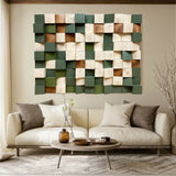 Green 3D Textured Wall Art Green Sculptured art Painting Green Wood carving wall art 