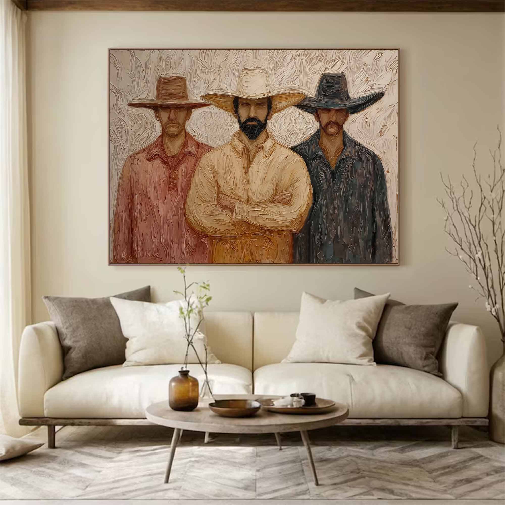 Abstract people painting, western cowboy people graffiti wall decor painting
