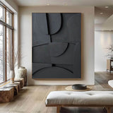 Black Sculptured art Painting Art sculpture Textured Wall Decor Abstract 3D Textured Wall Decor Customizable colors