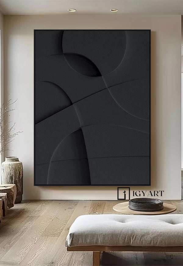 Wood carving wall art Black Textured Wall art Black Sculptured art Painting Customized colors