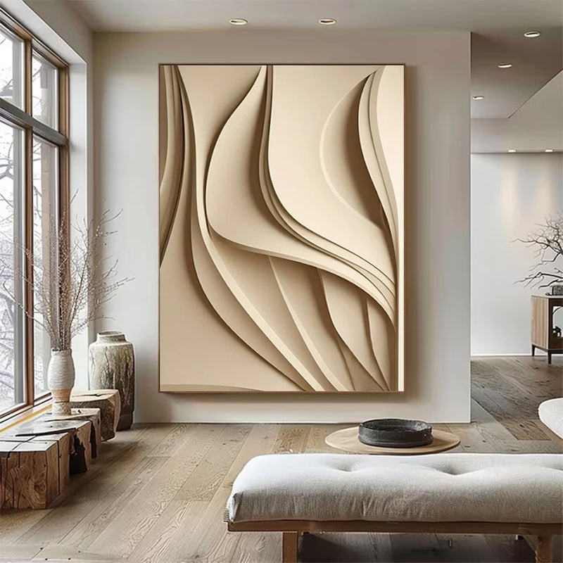 Beige sculpture Textured Wall Decor Beige Sculptured Wood Block Art Sculptured art Painting Geometric Wood Wall Art