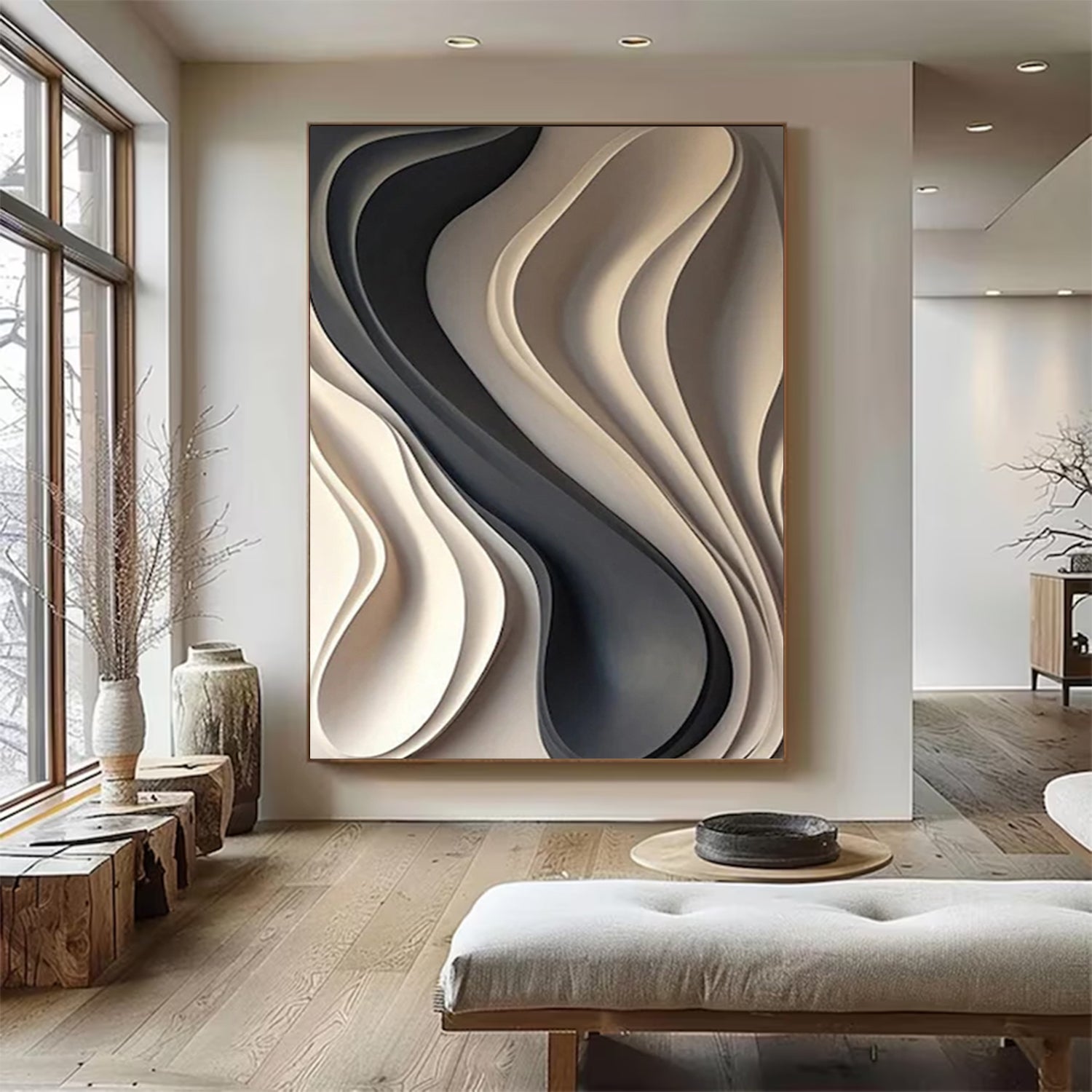 Wood Textured Wall Decor Sculptured Block Art Sculptured art Painting
