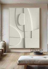 White sculptured minimalist art Customized colors Wood carving wall art White Textured Wall art White Sculptured art Painting