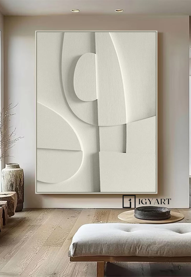 White sculptured minimalist art Customized colors Wood carving wall art White Textured Wall art White Sculptured art Painting