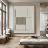 Plaster Painting white Texture 3D Wall Art Cream White Sculptural Wall Art Wood Wall Sculpture