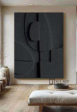 Wood carving wall art Black Textured Wall art Black Sculptured art Painting Customized colors