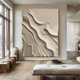 Beige sculpture Textured Wall Decor Beige Sculptured Wood Block Art Sculptured art Painting Customizable colors