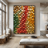 Geometric Wood Art Sculptured art Painting Colorful sculpture Textured Wall Decor Wood Block Art Geometric Wood Wall Art