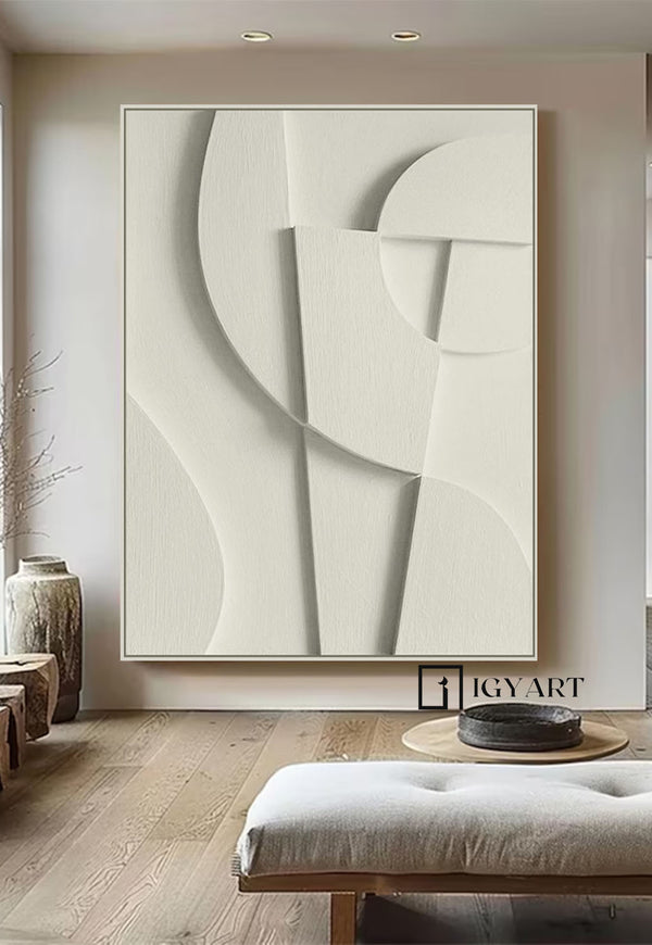 White Textured Wall art Wood carving wall art White Sculptured art Painting White sculptured minimalist art Customized colors