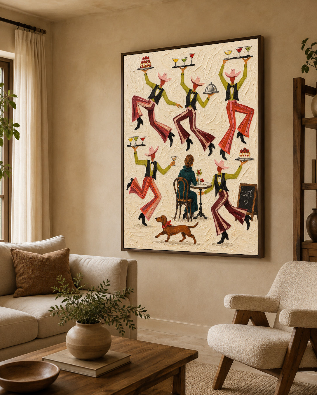Rustic Dining Room Wall Art Modern Western Café Theme Hand Painted Canvas