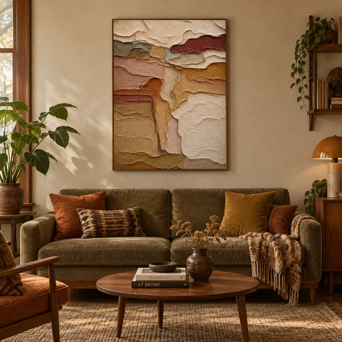 Textured Earth Tone Abstract Painting | Cream Sand Impasto Landscape Art