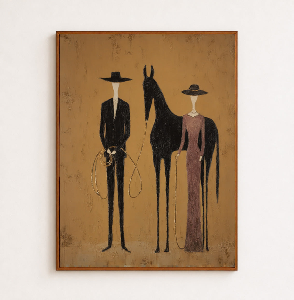 Abstract Equestrian Art For Modern Farmhouse Decor Earthy Tones Original Oil Painting