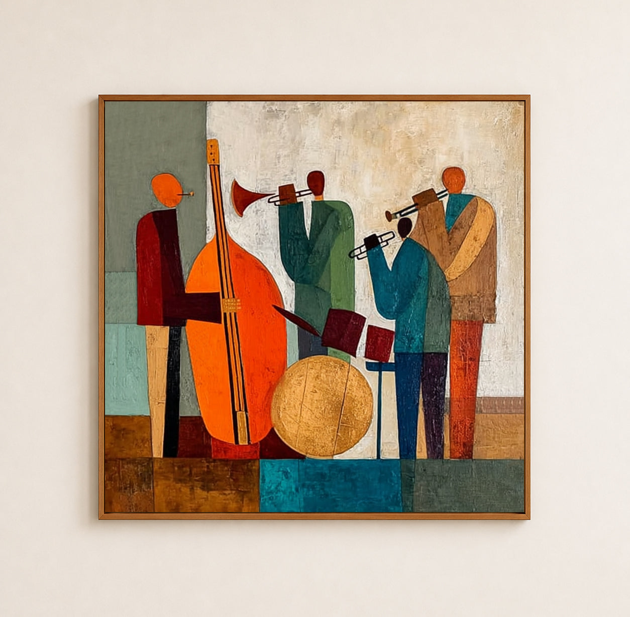 Abstract Jazz Band Painting With Musicians For Modern Home Decor