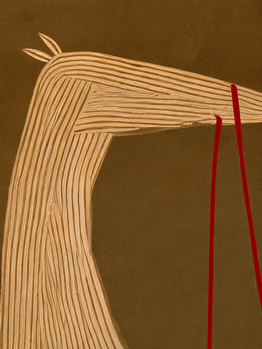 Abstract Storytelling Horse Canvas Art Featuring Human Silhouette In Earthy Minimalist Palette