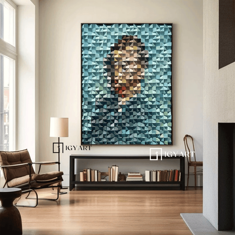 Van Gogh Portrait Art Geometric Wood Art Sculptured art Painting Wood Block Art Geometric Wood Wall Art