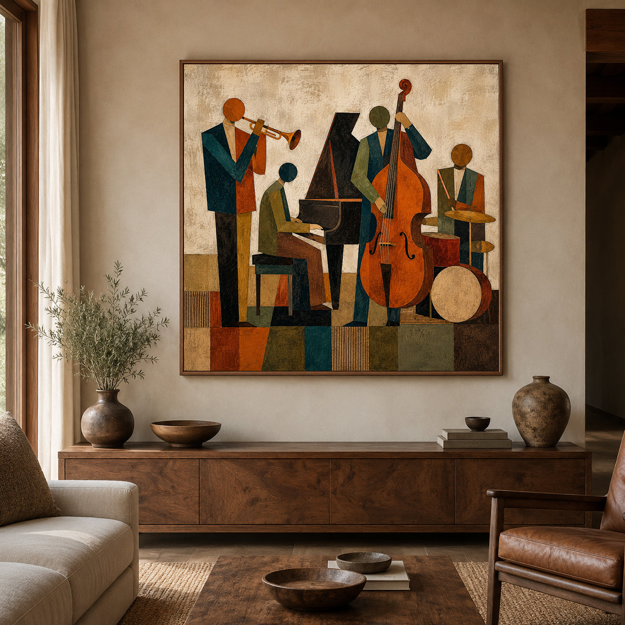 Abstract Jazz Band Painting Jazz Musicians Canvas Painting Retro Jazz Canvas art