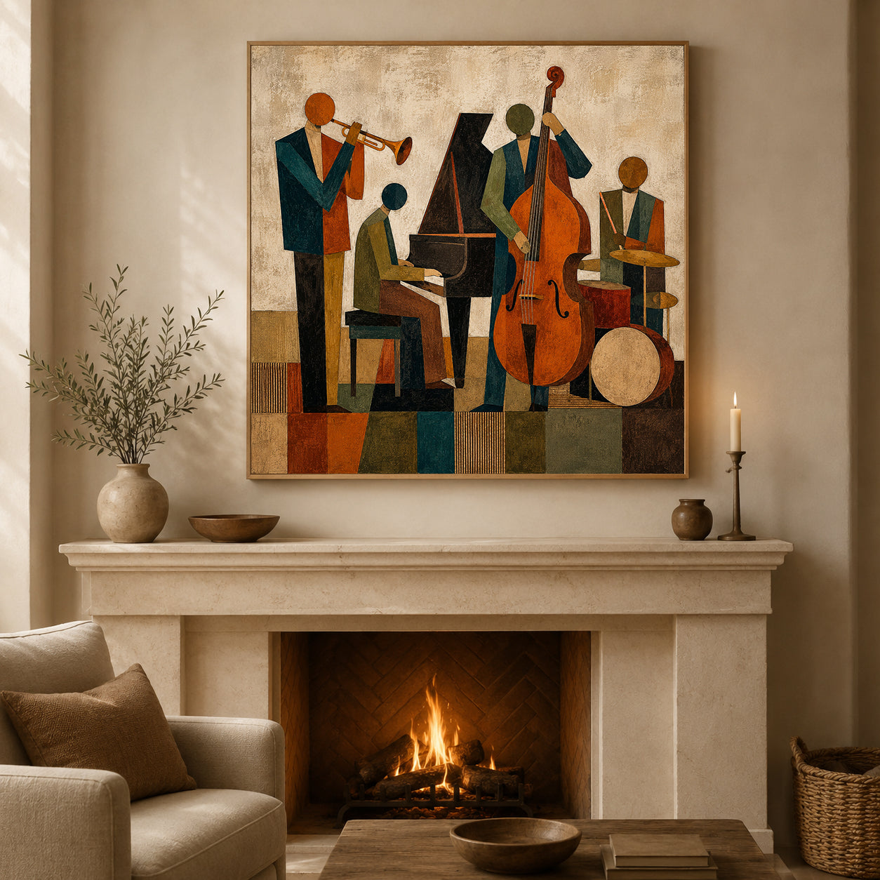 Abstract Jazz Band Painting Jazz Musicians Canvas Painting Retro Jazz Canvas art