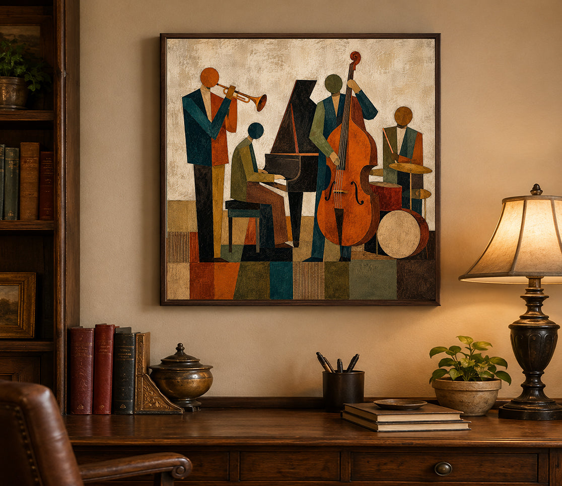 Abstract Jazz Band Painting Jazz Musicians Canvas Painting Retro Jazz Canvas art