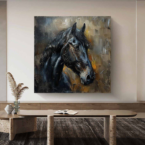 Horse oil painting, brown horse painting, horse head painting, black horse head painting Animal Painting