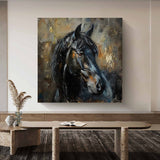 Horse oil painting, brown horse painting, horse head painting, black horse head painting Animal Painting