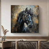 black horse head painting Horse oil painting horse head painting Animal Painting black horse head painting