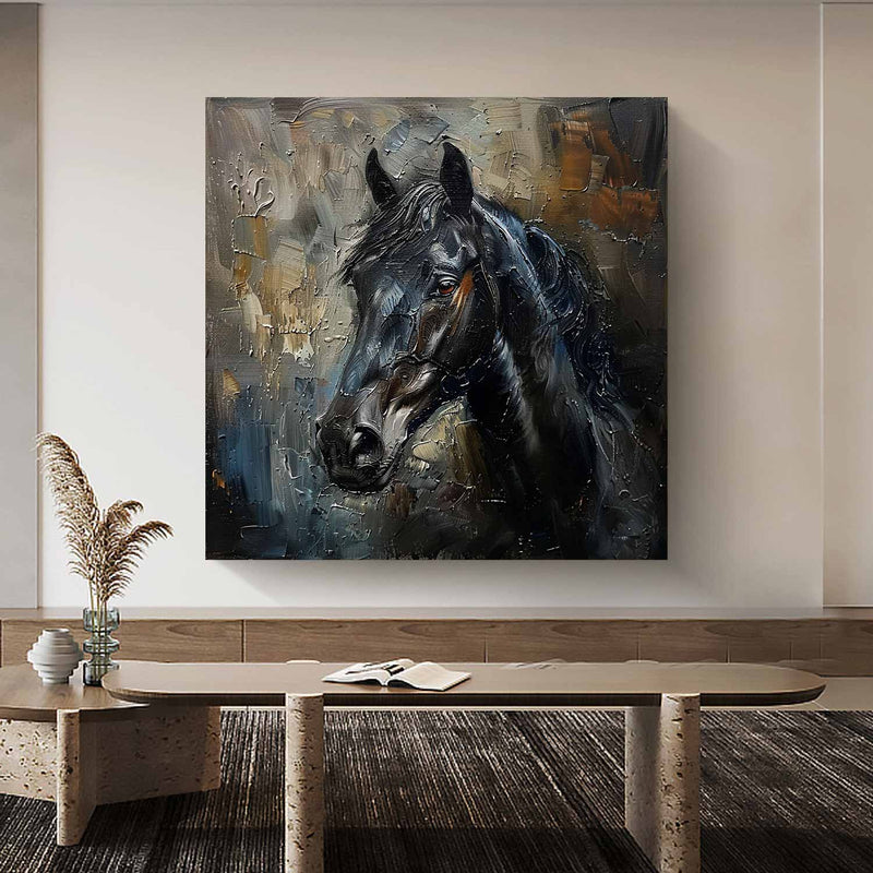 black horse head painting Horse oil painting horse head painting Animal Painting