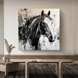 Horse oil painting horse head painting black horse head painting Personalized Gifts Animal Painting