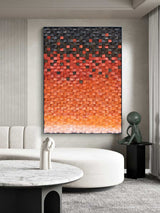 Wood Collage Wall Art decor orange color Sculptured Textured Wall Art 