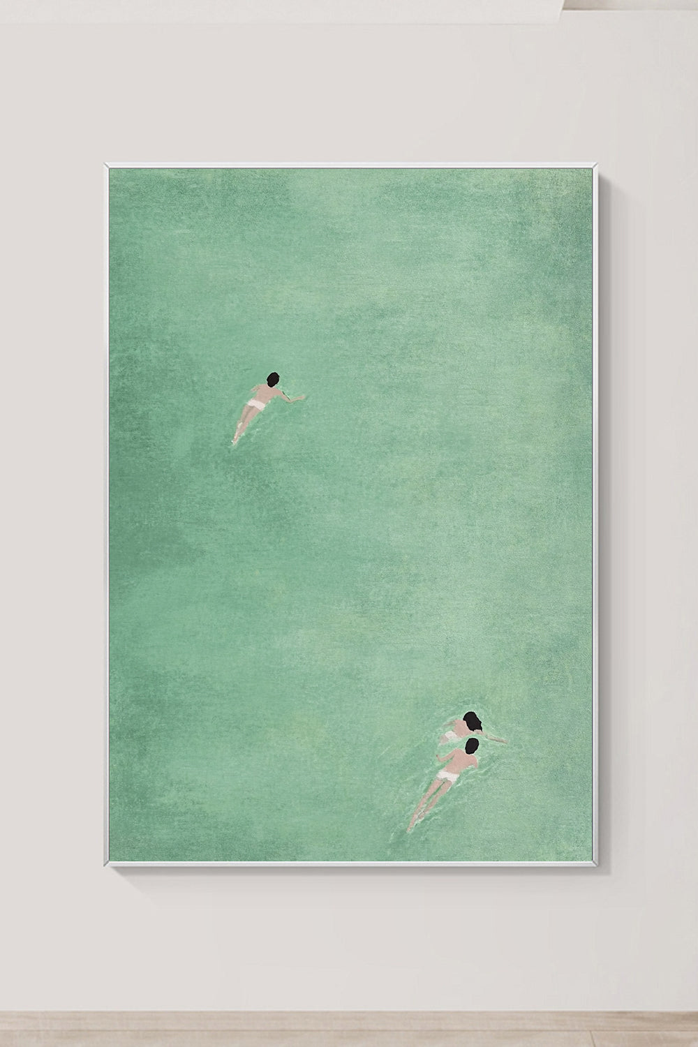 Family swimming painting,Swimming Drawing art, holiday style wall art