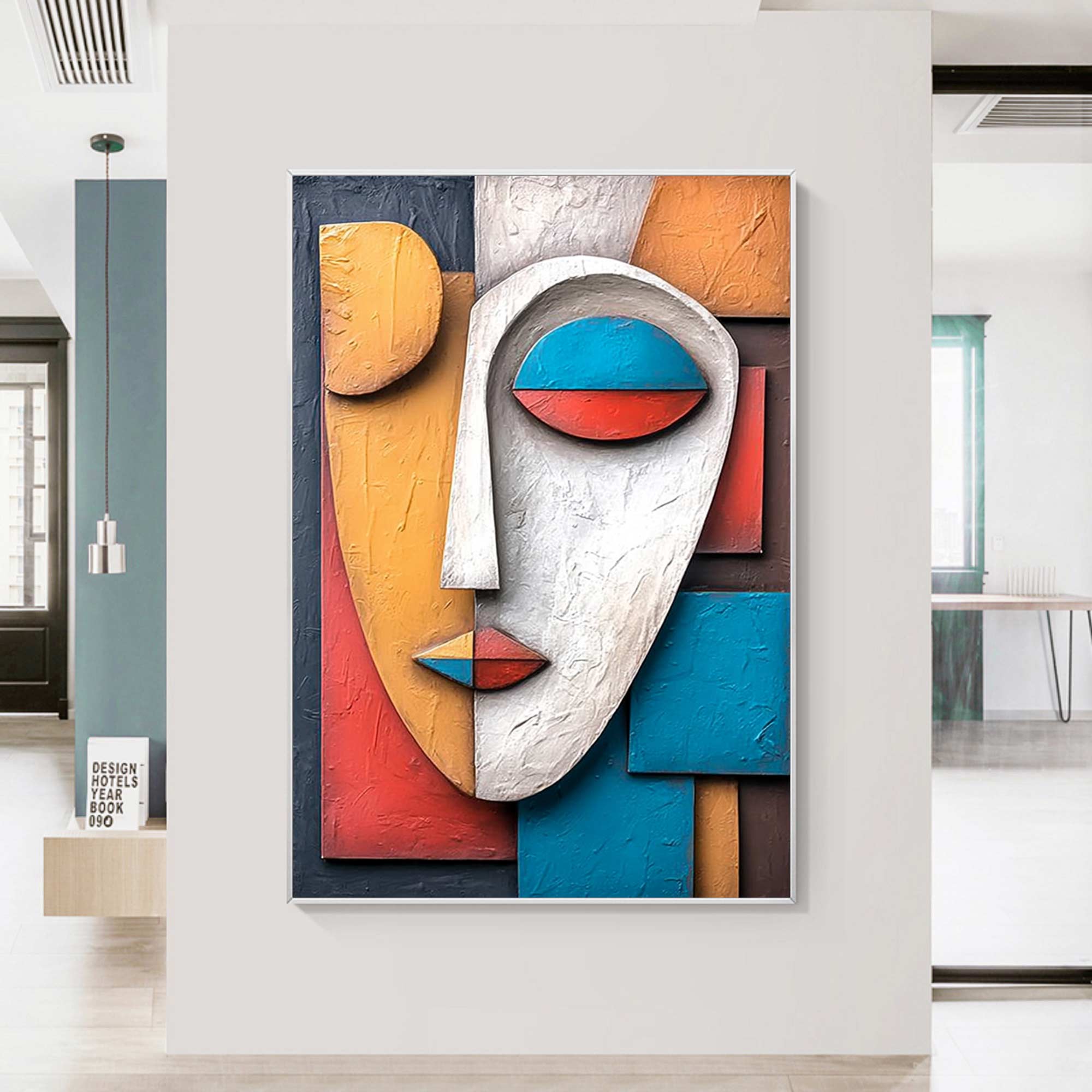 Wood carving wall art Wooden wall decor Art face 3D Textured Wall Decor