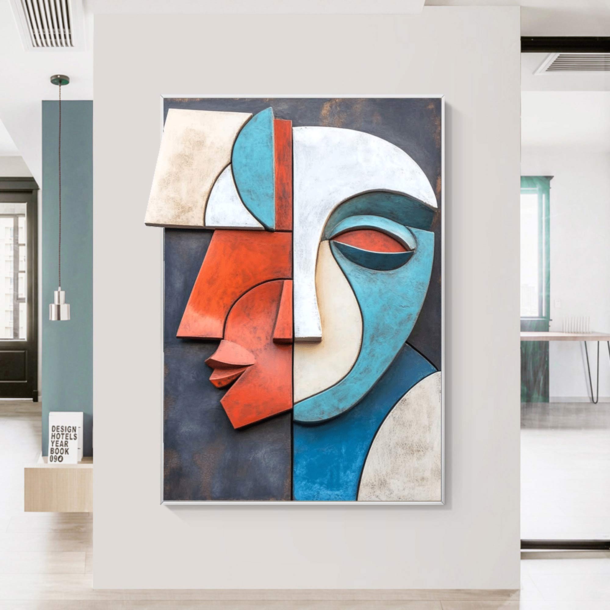 Face Sculptured art Painting face 3D Textured Wall Decor Wood wall art