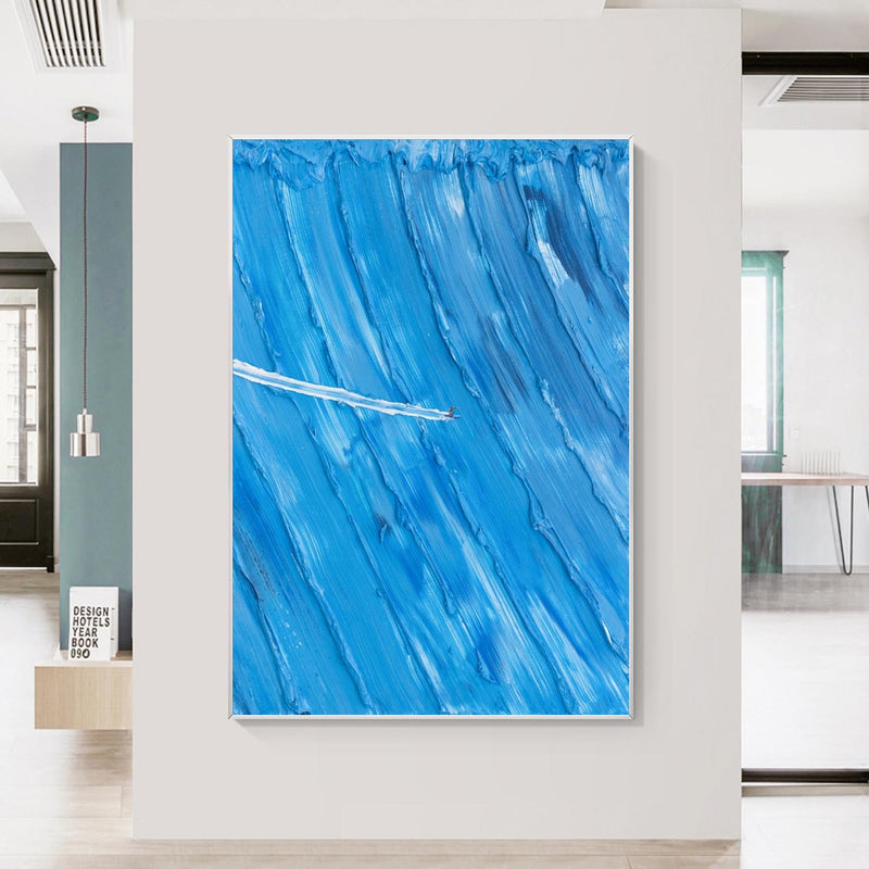 Large Blue surfing painting Wall Art Blue Minimalist Abstract Painting Light Blue surfing Abstract painting 