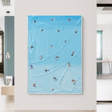 Large Blue surfing painting Wall Art Blue Minimalist Abstract Painting Light Blue surfing Abstract painting