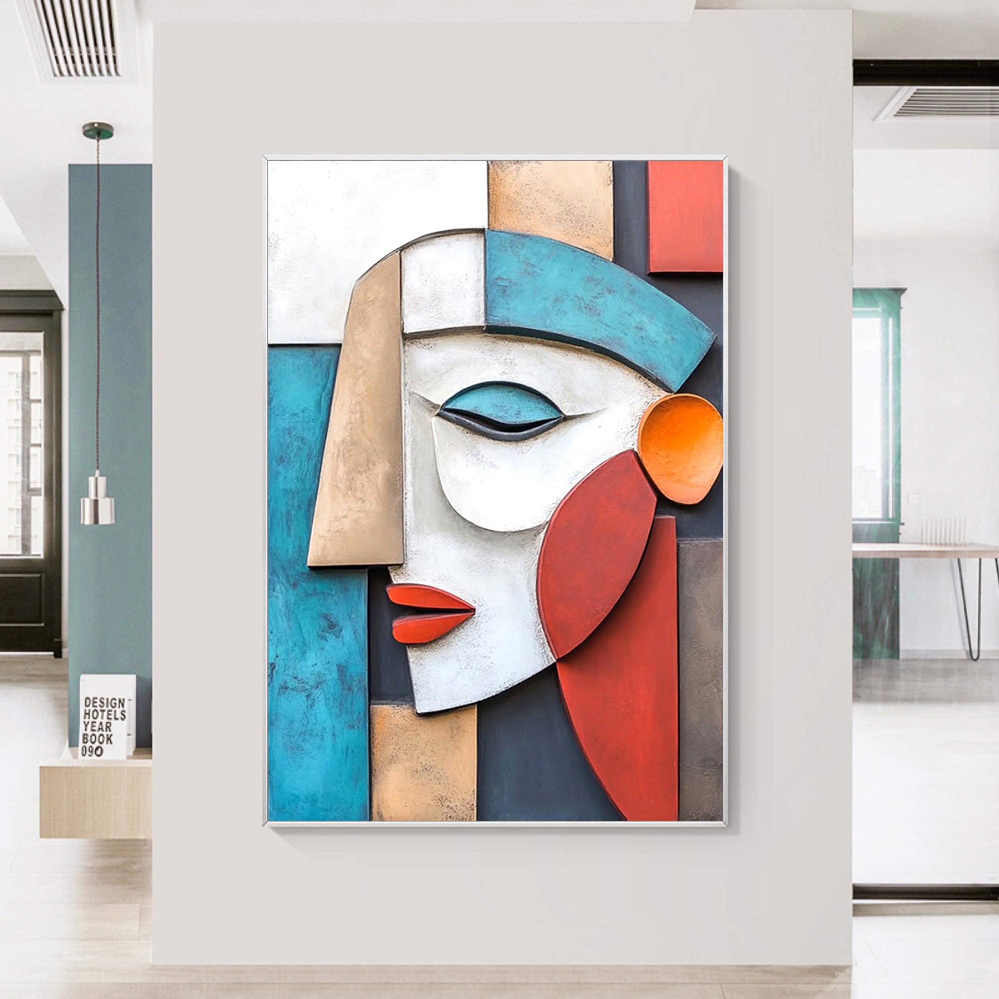 Wood carving wall art Wooden wall decor Art face 3D Textured Wall Decor