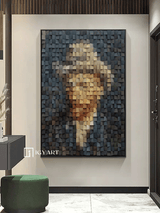 Van Gogh Portrait Art Geometric Wood Art Sculptured art Painting Wood Block Art Geometric Wood Wall Art