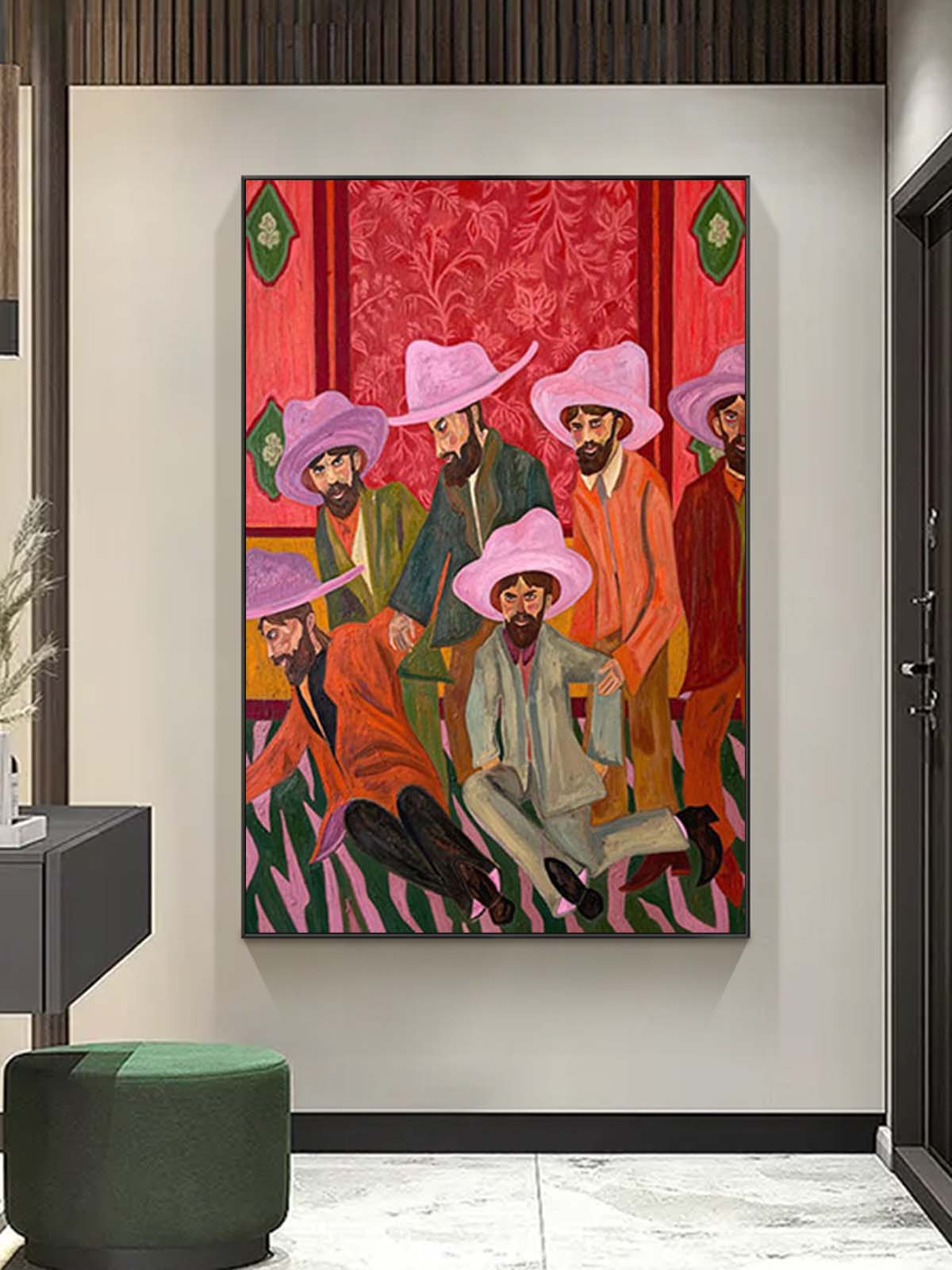 Figure abstract painting Red hat figure painting red hat figure abstract painting figure face art 