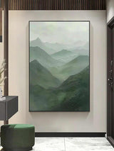 Sage Green Mountains painting Green landscape painting Green Abstract wall art Sage green Abstract Painting